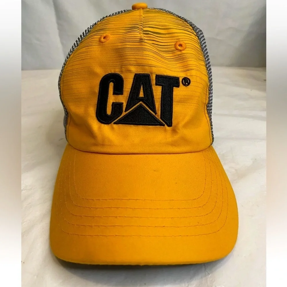 CAT Caterpillar Mesh Back Hat Orange/Gray Adjustable Strap - Energy Rental - Picture 1 of 4